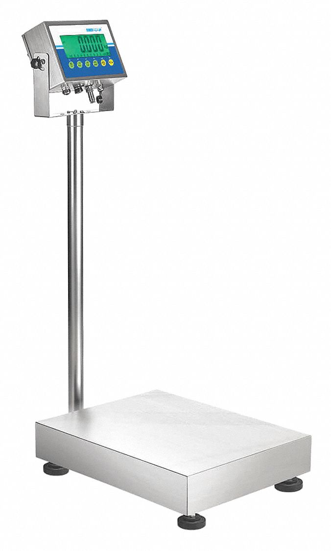 Bench Scale: 165 lb Wt Capacity, 19 3/4 in Weighing Surface Dp, 2 g/0.005 lb, LCD