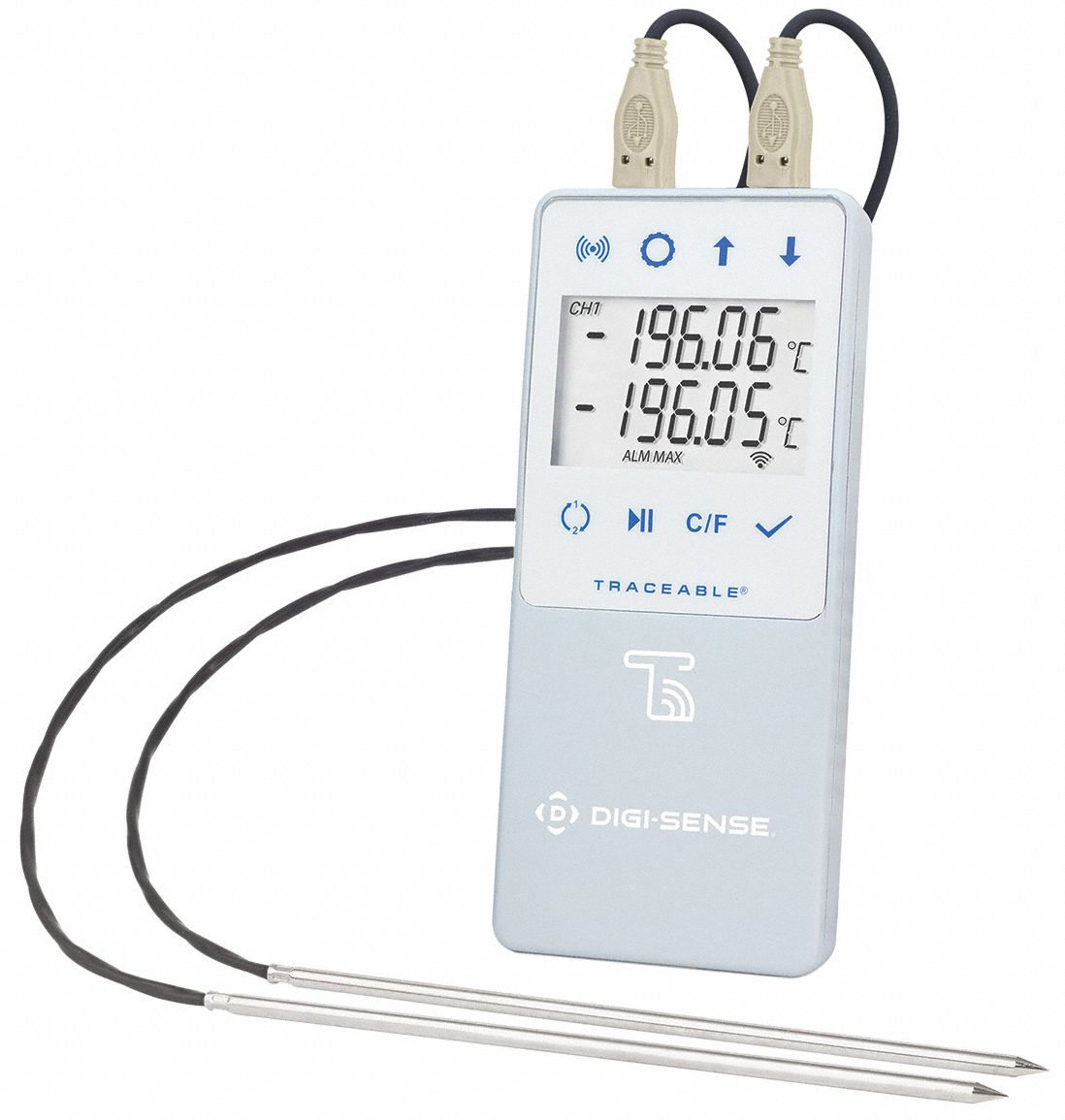 Data Logger: ±0.4°F Accuracy, -328° to 221°F, 6 mo Battery Life, Digital Readout