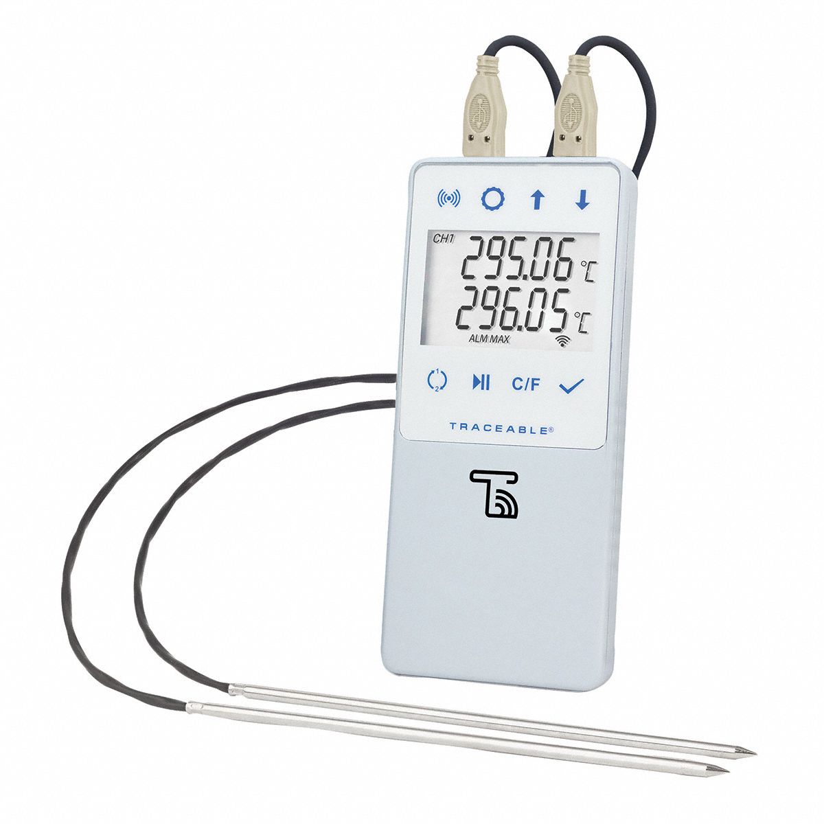 Data Logger: ±0.4°F Accuracy, 32° to 572°F, 6 mo Battery Life, Digital Readout