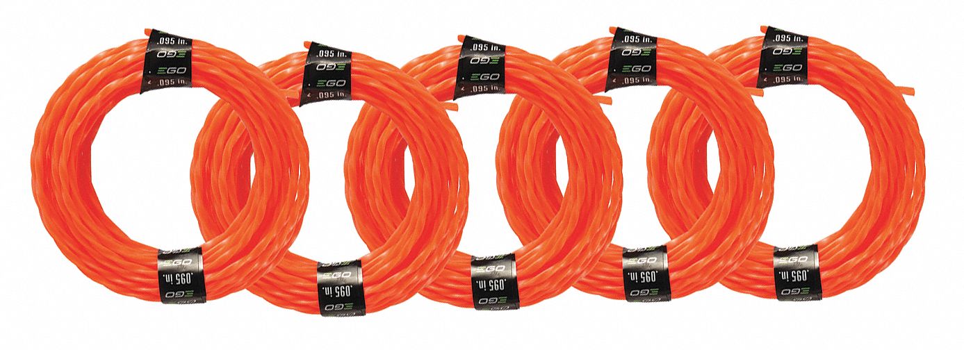 String Trimmer Line: 0.095 in Dia, 14 ft Overall Lg, Twisted, Green/Silver, 50 ft or Less, 5 PK