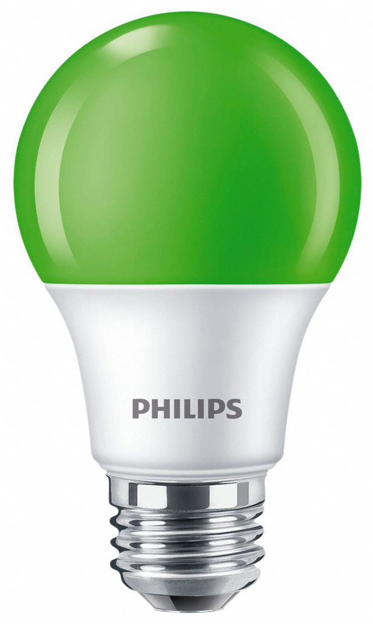 verwijderen Uitgaven Elastisch PHILIPS, A, A19, LED Bulb - 54YP63|8A19/LED/GREEN/P/ND 120V 4/1FB - Grainger