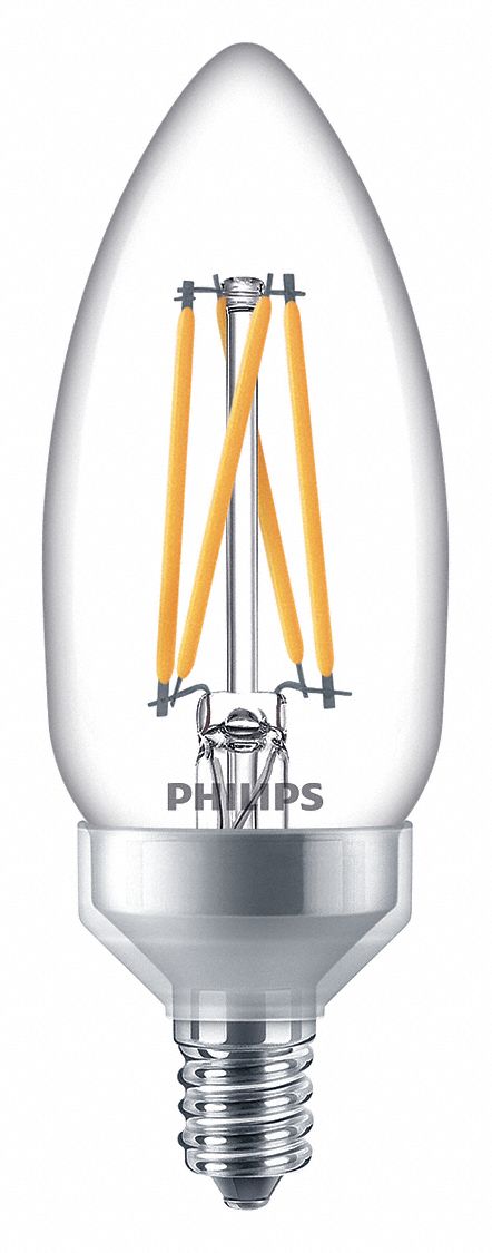 industrie spons Afgekeurd PHILIPS, B, B11, LED Bulb - 54YP67|3.3B11/PER/927-922/CL/G/E12/WGX 1FB T20  - Grainger