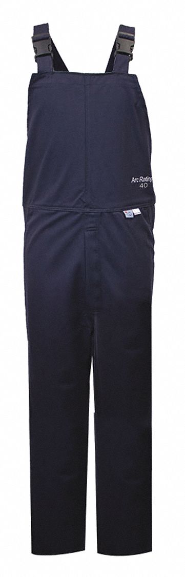 Bib Overalls: 40 cal/sq cm ATPV, 4, 41 in Max Waist Size, 32 in Inseam, Navy