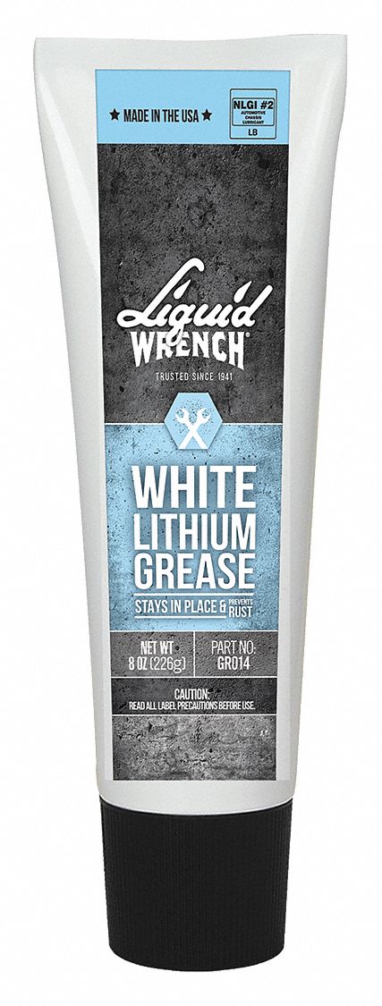 Multipurpose Grease: Lithium, White, 8 oz, NLGI Grade 2, 300°F Max. Op Temp.
