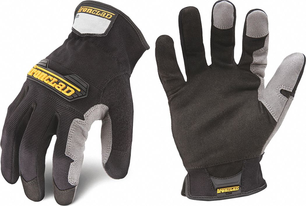 WORKFORCE GLOVES, WING THUMB, UNCOATED, 10 OZ, 9 IN L, SZ L/9, GREY, PR