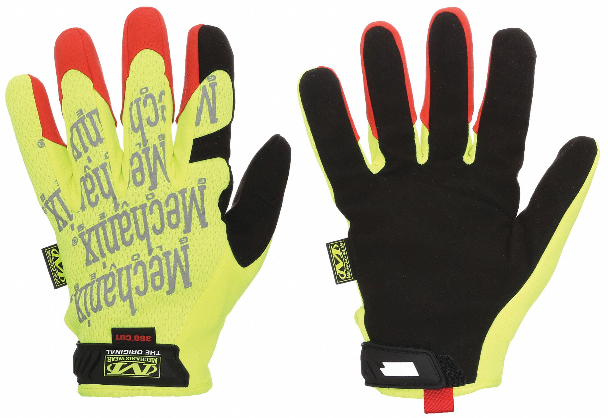 ORIGINAL MECHANICS GLOVES, M (9), SYNTHETIC LEATHER, ANSI CUT LEVEL A4, HI-VIS YELLOW