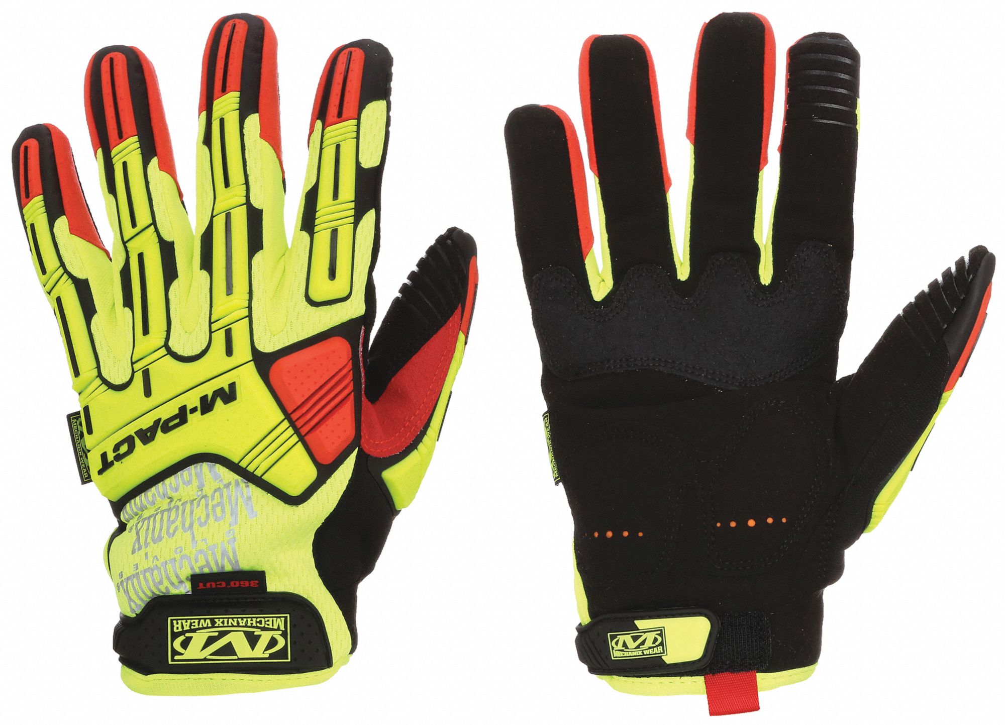 GANTS,RÉSISTCE AUX COUPURES,M/8,NR/JNE HTE VISIBILITÉ,10 PO LNG,CUIR SYNTHÉTIQ,PAIRE