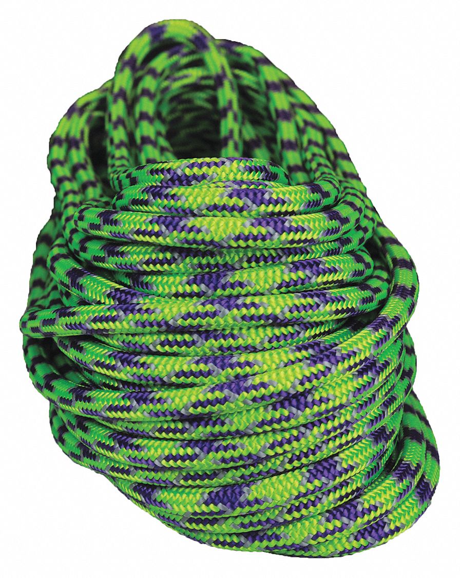 Climbing Rope: 7/16 in Rope Dia, Green/Purple/Silver, 150 ft Rope Lg, 603 lb Working Load Limit