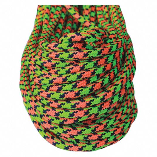 7/16 in Rope Dia, Blue/Green/Orange, Climbing Rope -  54ZE61