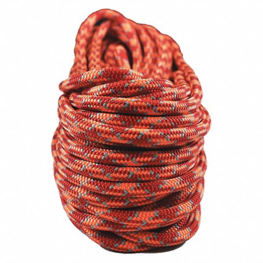 7/16 in Rope Dia, Orange/Red/Silver, Climbing Rope -  54ZE65