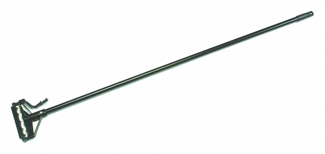 Wet Mop Handle: Slide-On Connection, Metal, 57 in Handle Lg, Plastic Tip Material, Black