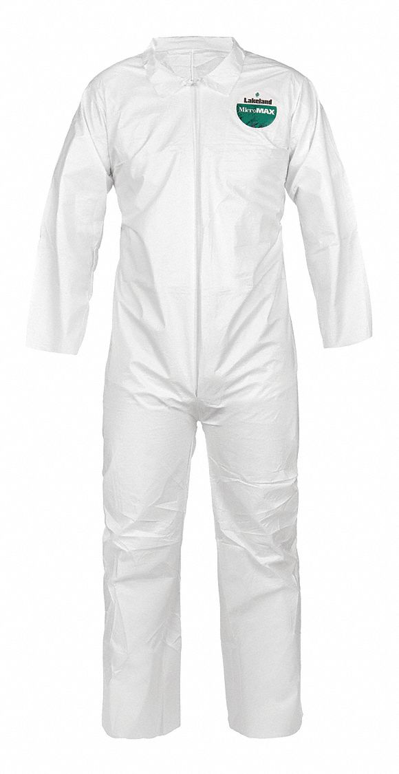 Collared Disposable Coveralls, White, 4XL
