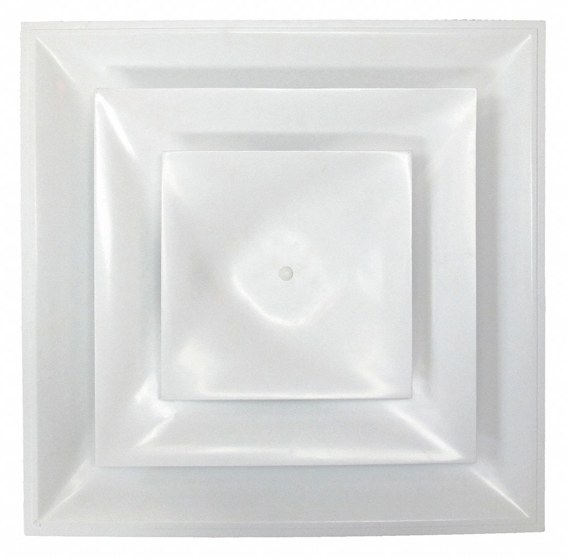 Diffuser: Ceiling, 23 3/4 in H, 23 3/4 in W, Lay-In, 10 in Duct, Plastic, Square Cone, White