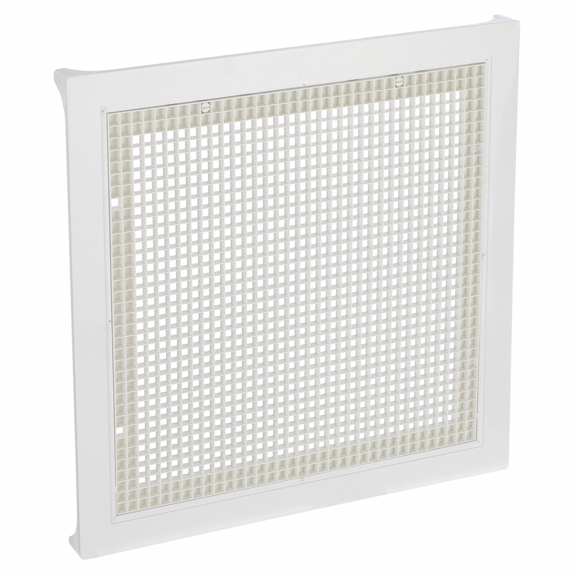 Return Air Grilles: Egg Crate Grille, White, Matte, Plastic, 23 3/4 in H, 23 3/4 in W, 2 1/8 in D Return Air Grilles: Egg Crate Grille, White, Matte, Plastic, 23 3/4 in H, 23 3/4 in W, 2 1/8 in D