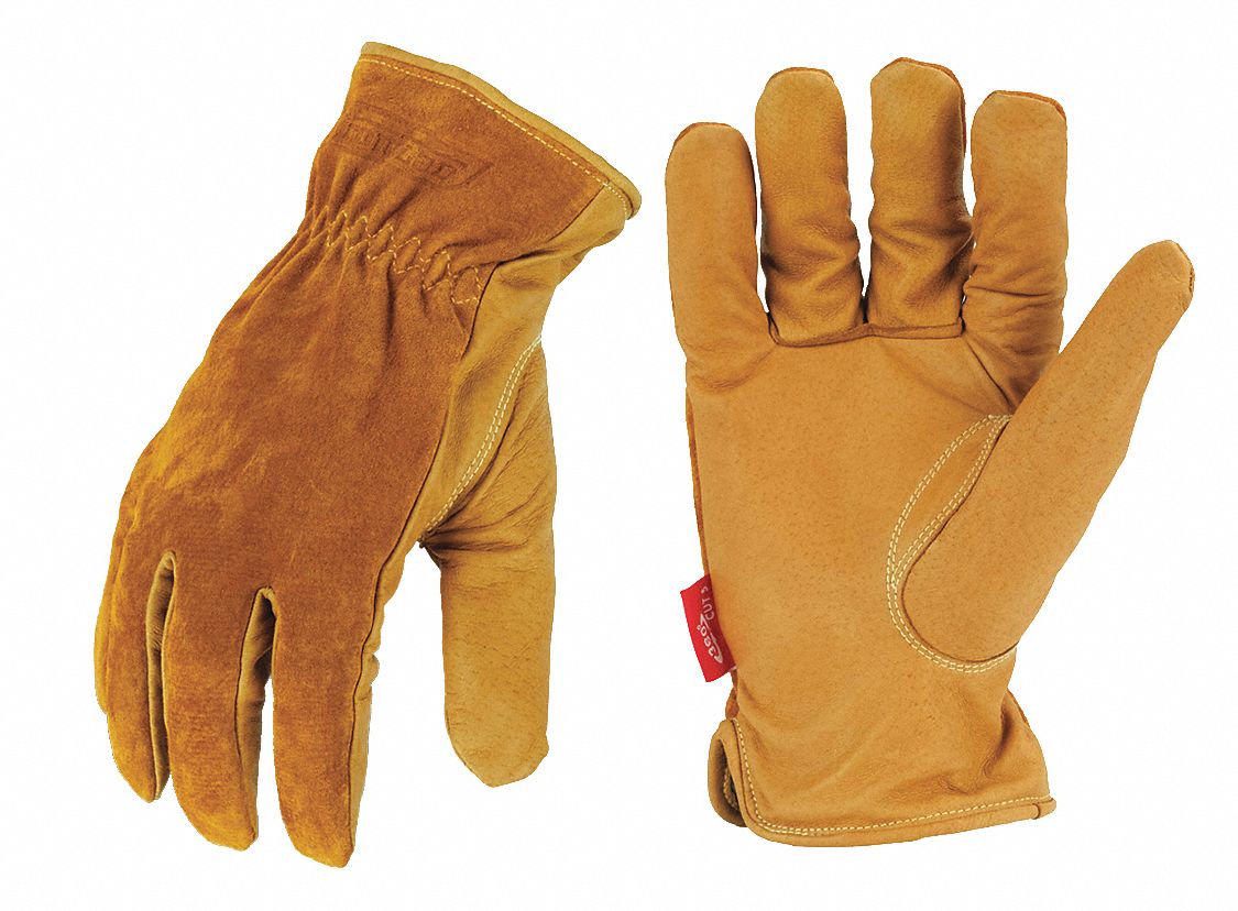 LEATHER GLOVES,9-5/32 IN,PIGSKIN,PR
