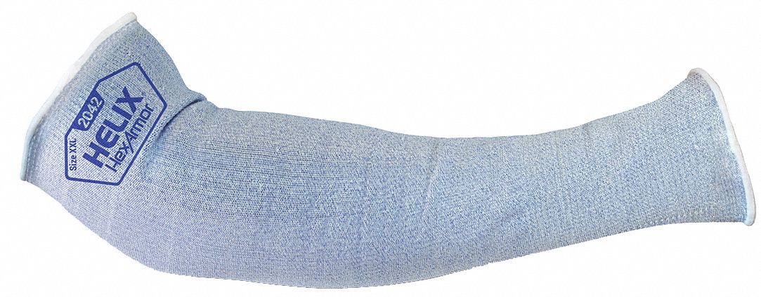 HELIX CUT-RESISTANT SLEEVE, ANSI/ISEA CUT LEVEL A7, HPPE, 13 GA, BLUE, KNIT CUFF, L