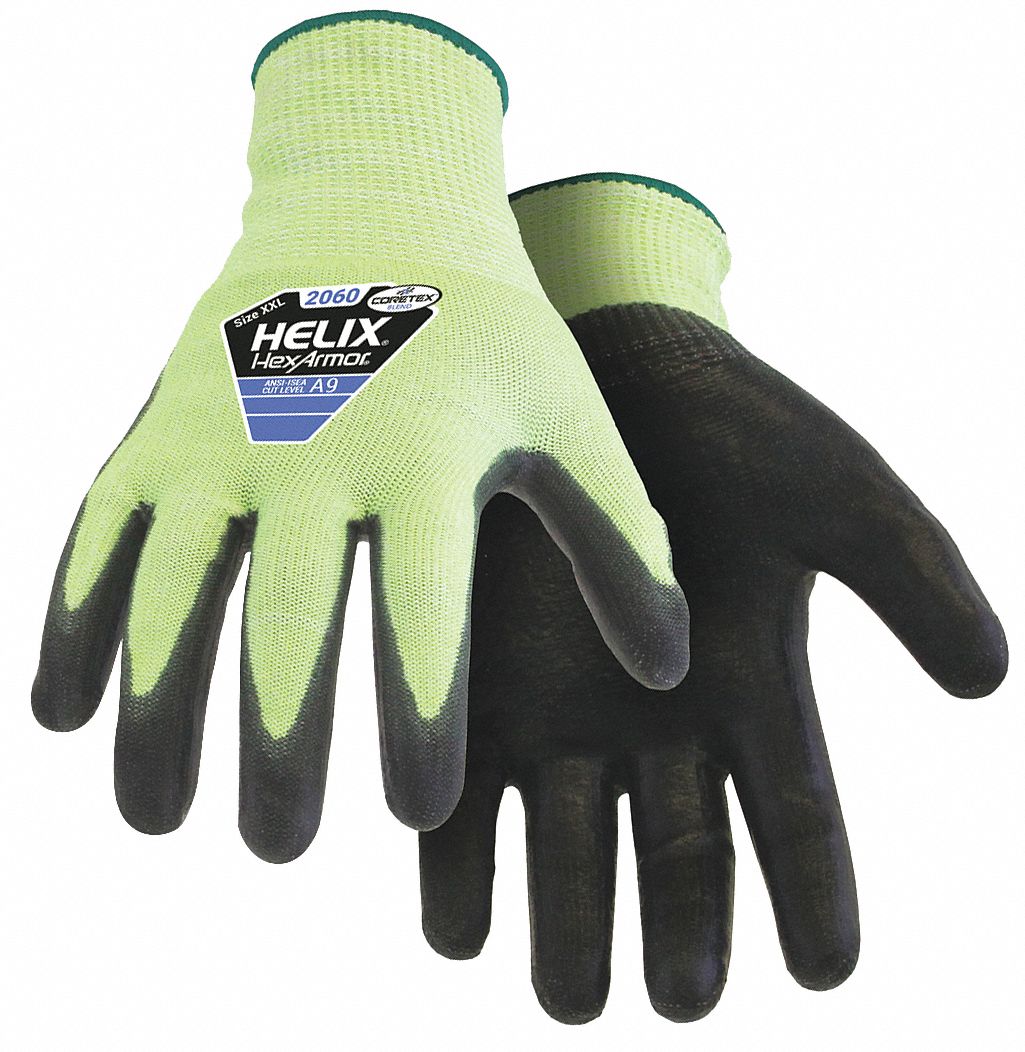 HEXARMOR Cut Resistant Gloves, L, A9 ANSI/ISEA Cut Level, Palm ...