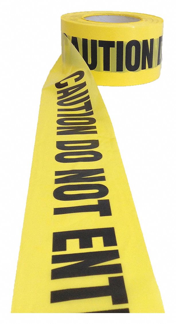 ABILITY ONE, Yellow, 3 in Roll Wd, Barricade Tape 54ZH68990501665