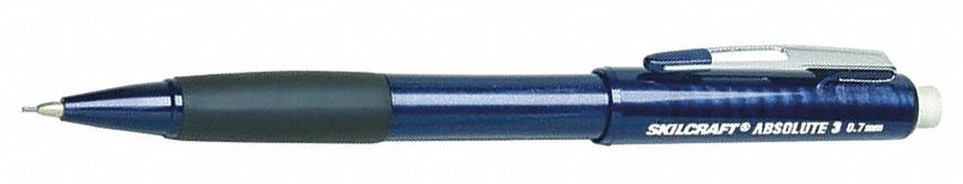 Pencil: SKILCRAFT® Dual-Action, HB, 0.7 mm Point Size, Std, Blue, Plastic, Round, 6 PK