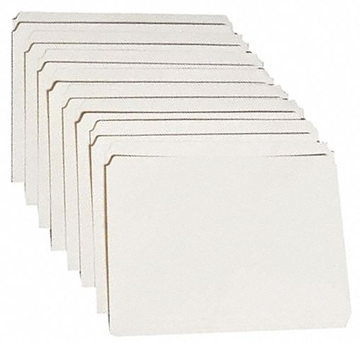 File Folders: 8 1/2 in Ht, 11 in Wd, Manila, 11 pt. Manila, Top Tab Location, 100 PK