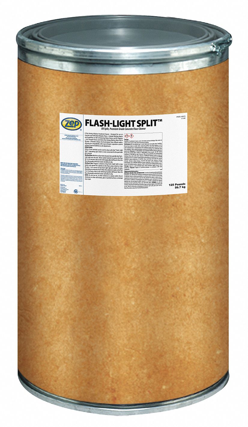 ZEP Concrete Floor Cleaner, Powder, 125 lb, Drum, 640 gal RTU Yield per