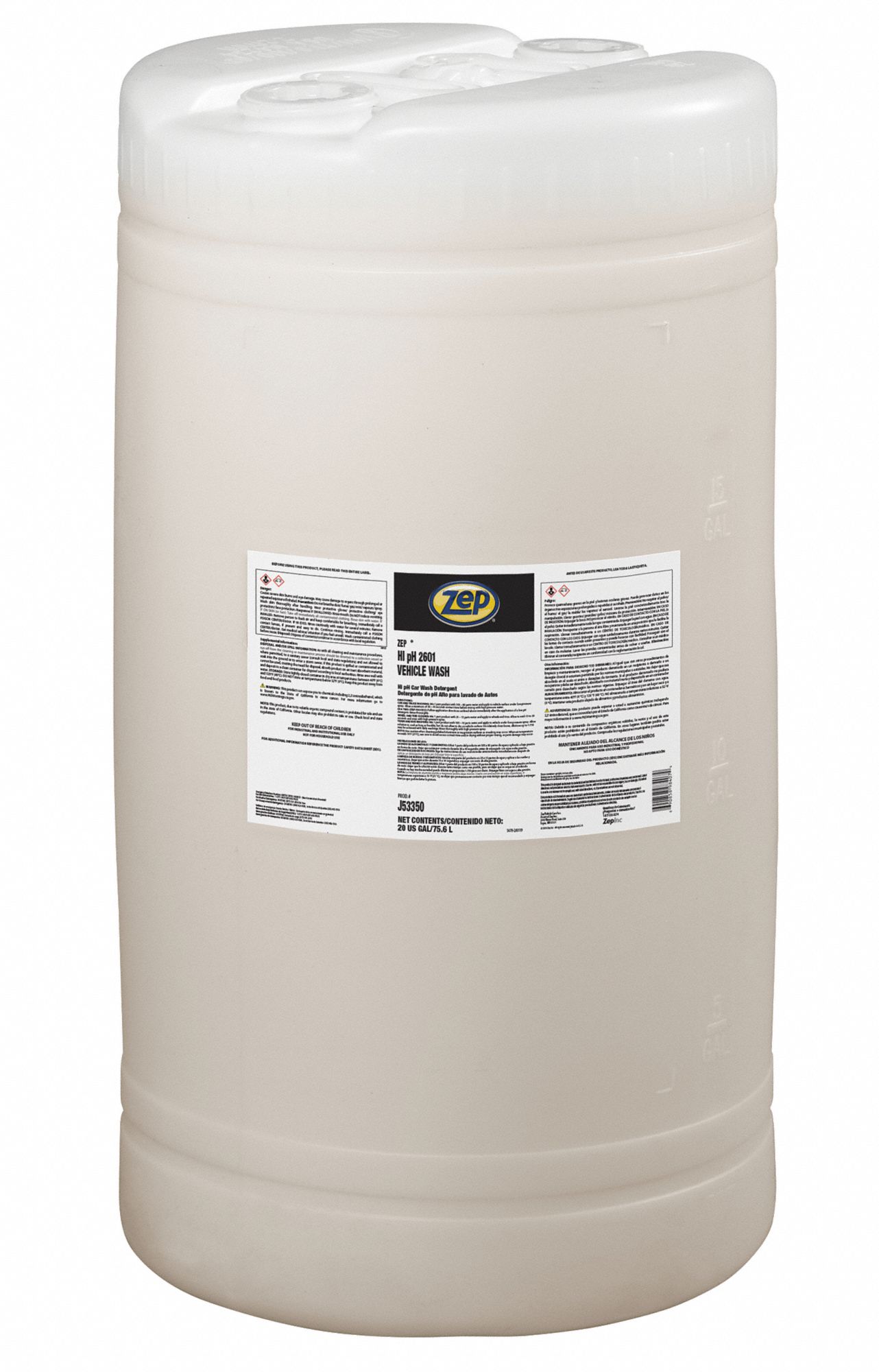ZEP Vehicle Wash Drum, Amber, Clear, Liquid, 20 gal Container Size