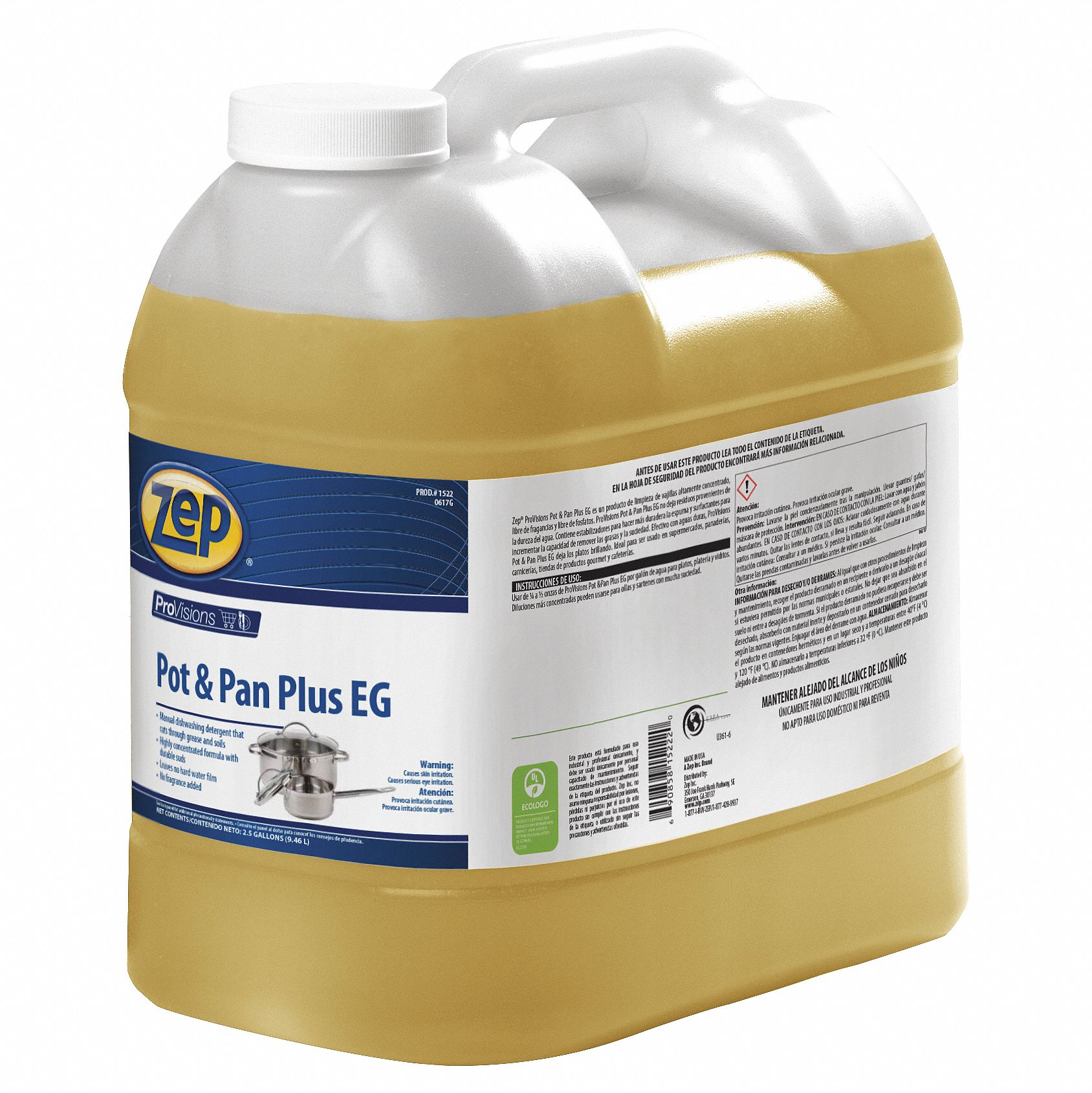 ZEP Pots and Pans Cleaner, Bottle, 2.5 gal, Liq 54ZL97262053 Grainger