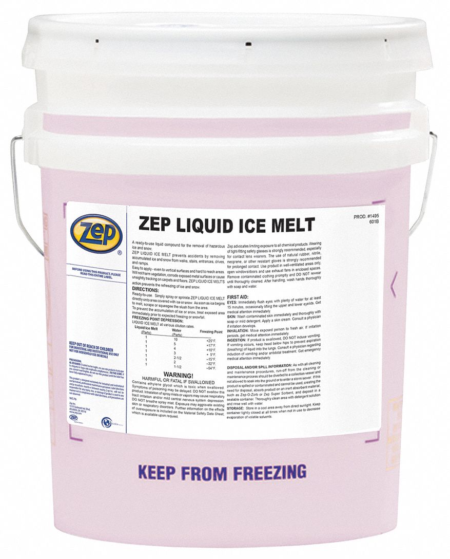 Zep 5 Gal 13°f Liquid Ice Melt 54zm39149535 Grainger 0775