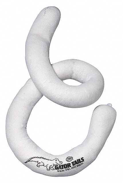 Sorbent Boom: Polypropylene Filler /Cellulose Skin, 6 in x 36 in, No Connector, White, 1 gal
