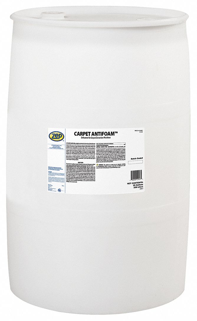 Carpet Cleaner Defoamer: Drum, 55 gal, Liquid, Unscented