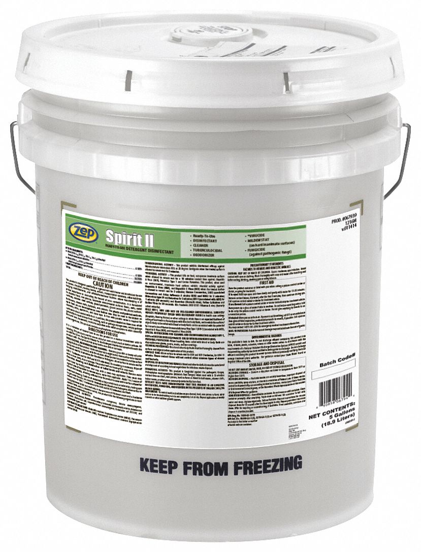 ZEP, Bucket, 5 gal Container Size, Disinfectant Cleaner 54ZP2567939