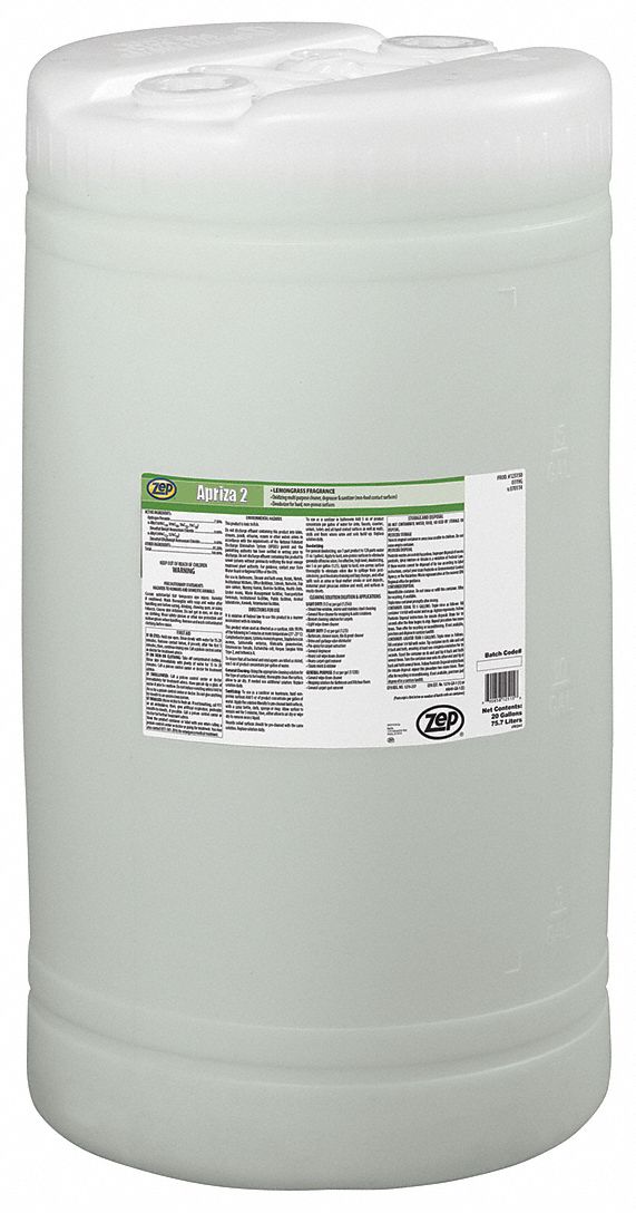 All Purpose Cleaner and Sanitizer: Drum, 20 gal Container Size, Concentrated, Liquid, Pleasant