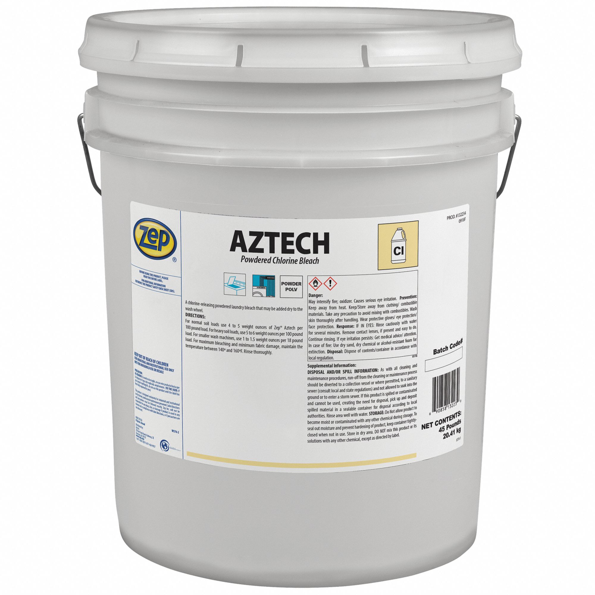 ZEP Laundry Bleach, White, 45 lb. 54ZP36132234 Grainger