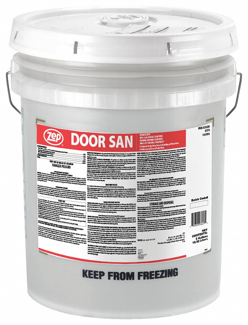 Disinfectant and Sanitizer: Bucket, Concentrated, Liquid, Quat, Unscented, Door San™
