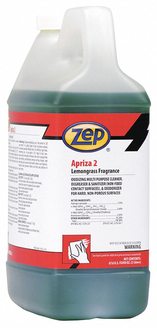 Disinfectant Cleaner: Jug, Concentrated, Liquid, Hydrogen Peroxide/Quat, Pleasant, 4 PK