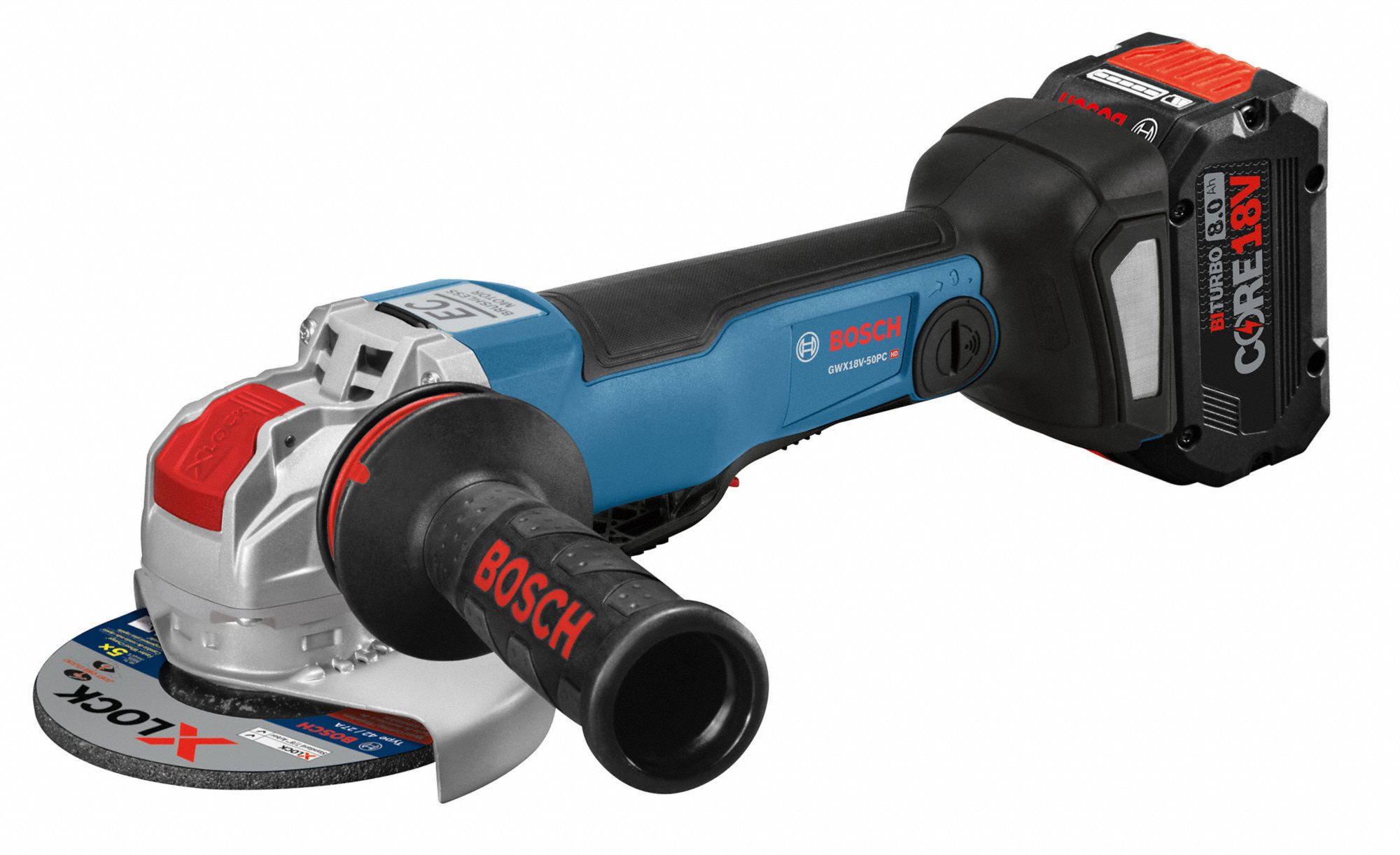BOSCH Cordless, Angle Grinder, 4 1/2 in Wheel Diameter, 18V DC 54ZT74