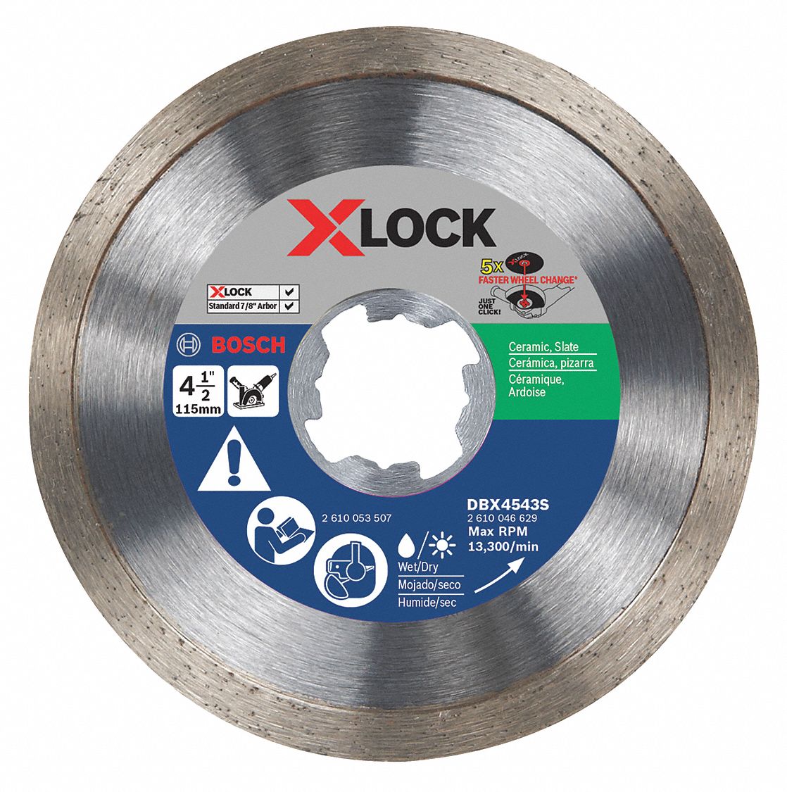 BOSCH 4 1/2 in, Type 1 Diamond Abrasive CutOff Wheel, 7/8 in Arbor
