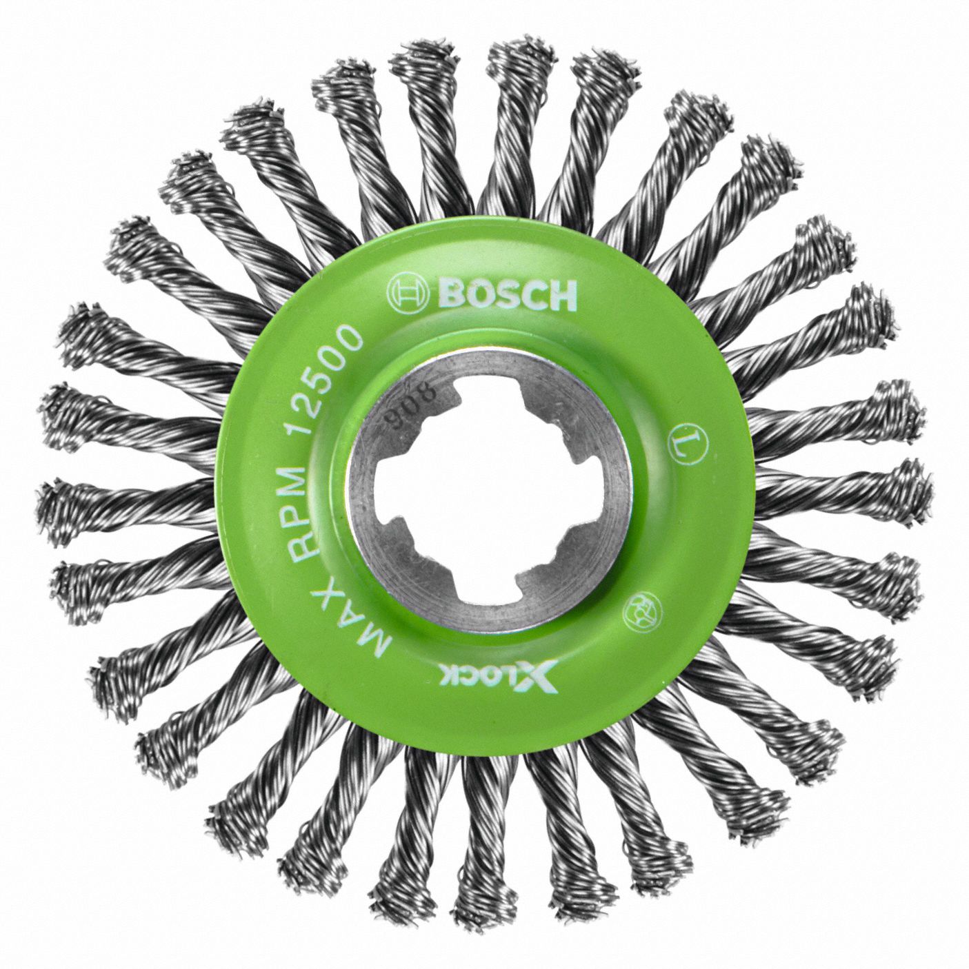 Wire Wheel Brush: Stainless Steel Stringer Bead, 4 1/2" Dia x 1/2" Wd, 0.02" Fill