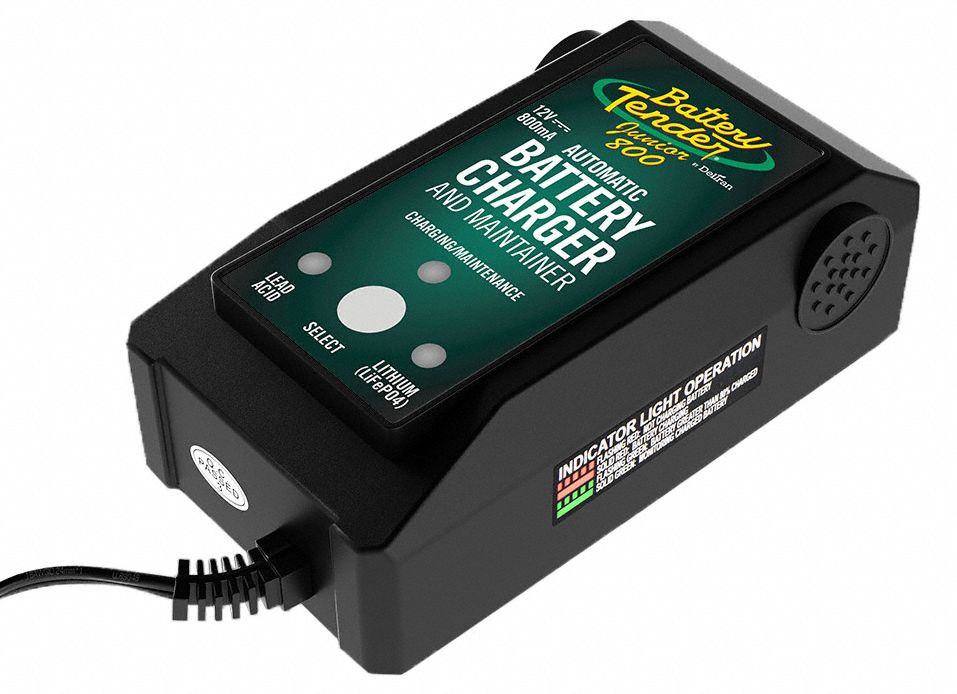 Battery Charger: Charging/Maintaining, Auto, Float, 6 ft Cable Lg, 0.75 A @ 12V