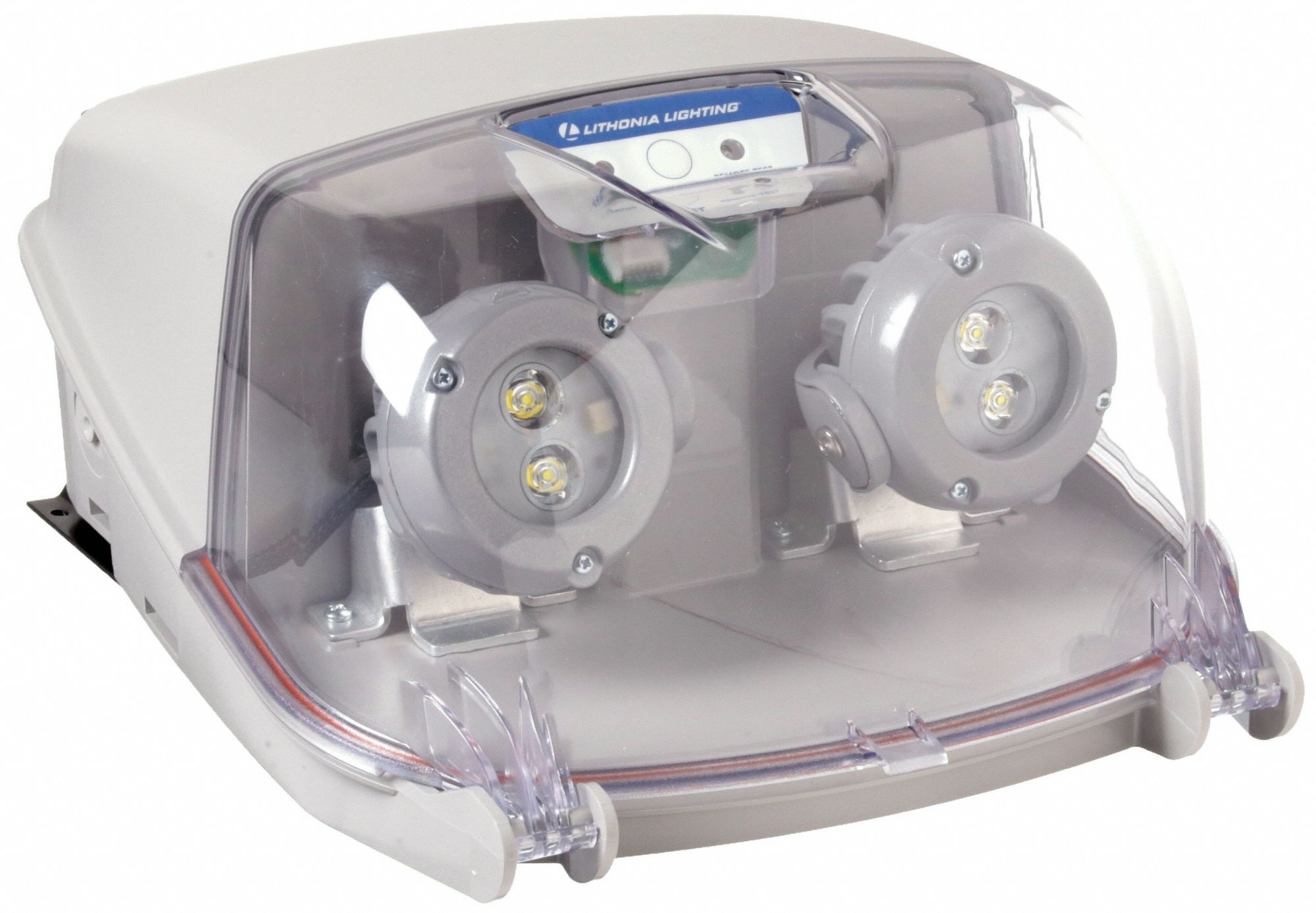 Emergency Light: 6.6 W Lamp Watt, 11 W Emergency Watt, 120 to 347V AC, 2 Lamp Heads, Plastic, Gray