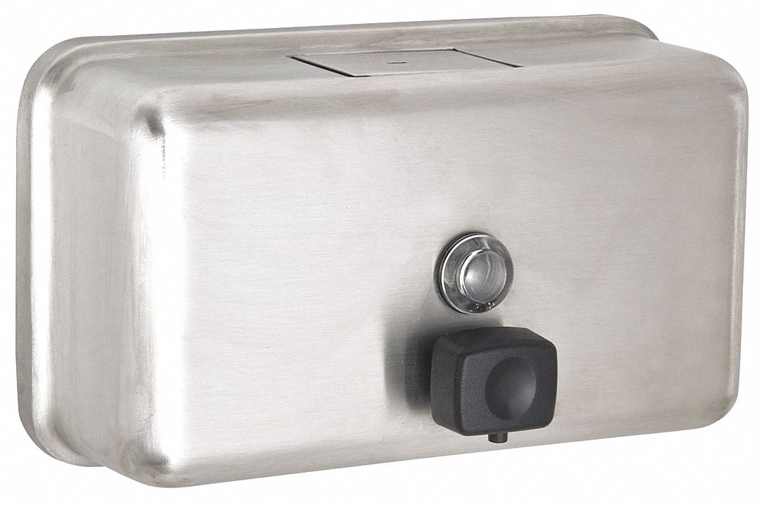 SOAP DISPENSER, MANUAL, 1.2 L REFILL SIZE, LIQUID, SILVER, SATIN, TOUGH GUY