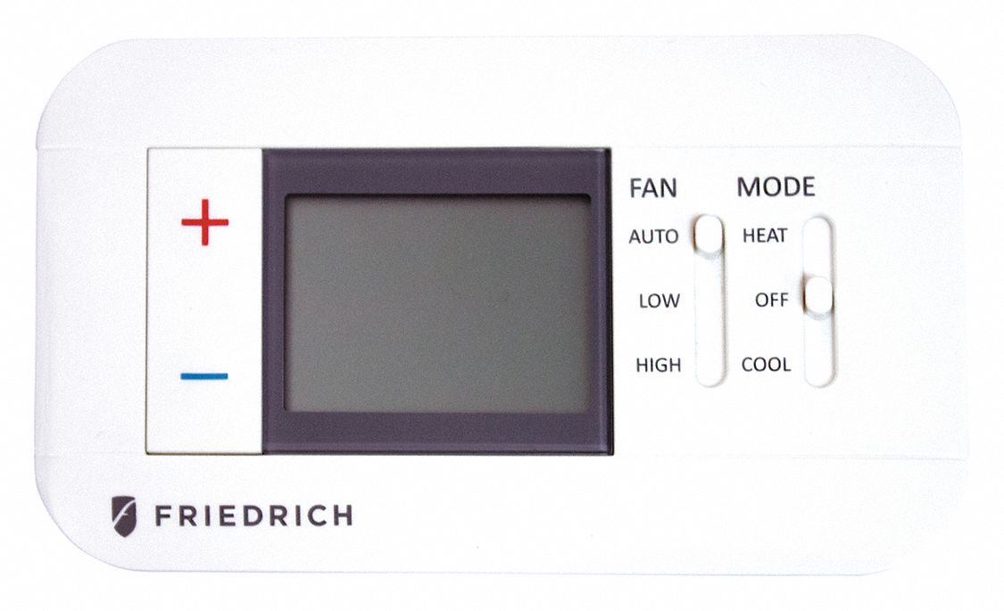 WIRED THERMOSTAT, SINGLE-STAGE, PLASTIC, WALL-MOUNTED, 24V DC, FOR FRIEDRICH PTAC