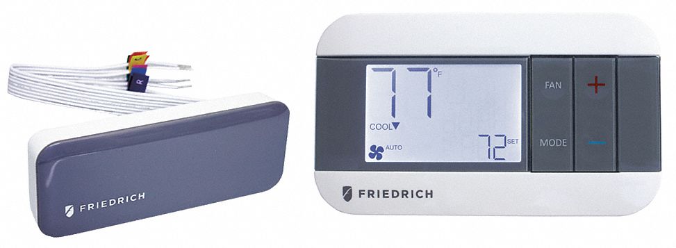 WIRELESS THERMOSTAT, PLASTIC, 24V DC, 6¼X3¾X2¼ IN, FOR FRIEDRICH PTAC