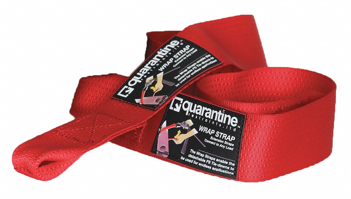 Tie Down Strap: 2 ft Cargo Tie Down Lg, 1 in Cargo Tie Down Wd, 450 lb Working Load Limit, Red, 2 PK