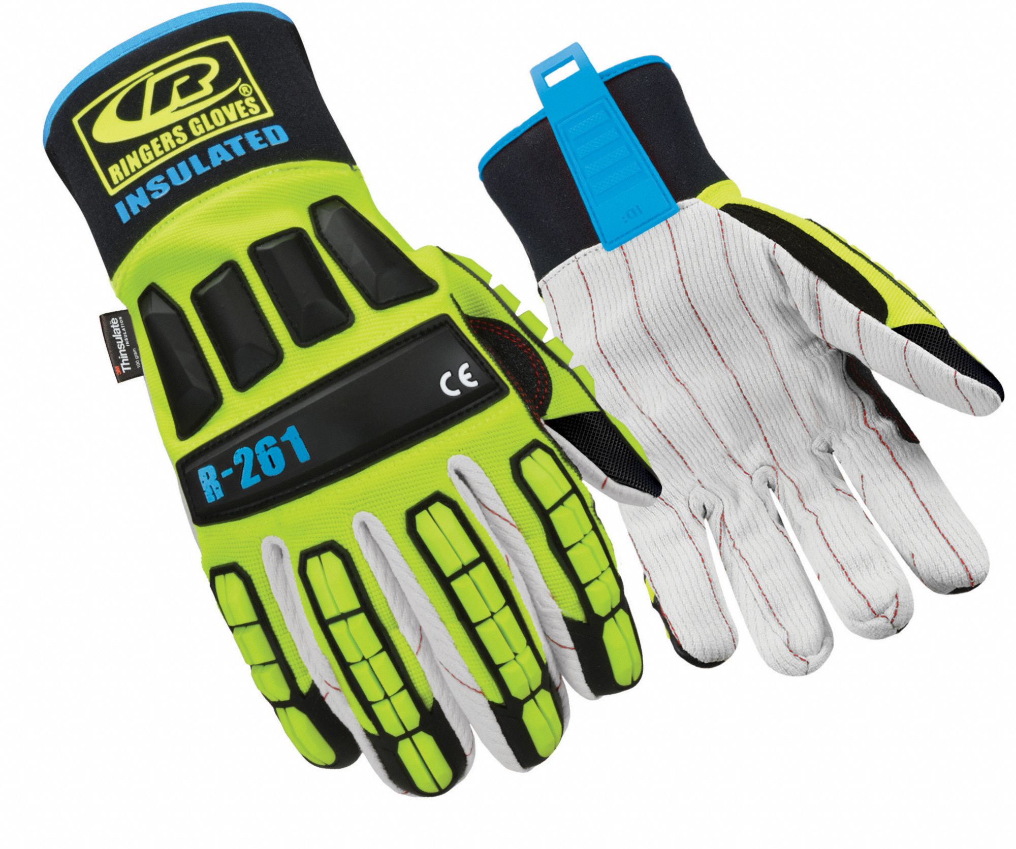 ANSELL Mechanics Gloves S ( 7 ), Cotton Corded, Gauntlet Cuff, ANSI