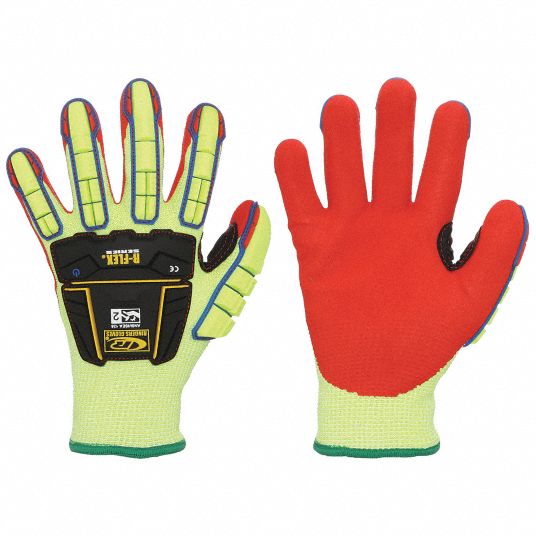 ANSELL Coated Gloves: L ( 9 ), Palm, Dipped, Nitrile, HPPE ( 13 ga ), ANSI  Cut Level A6, Sandy, 1 PR