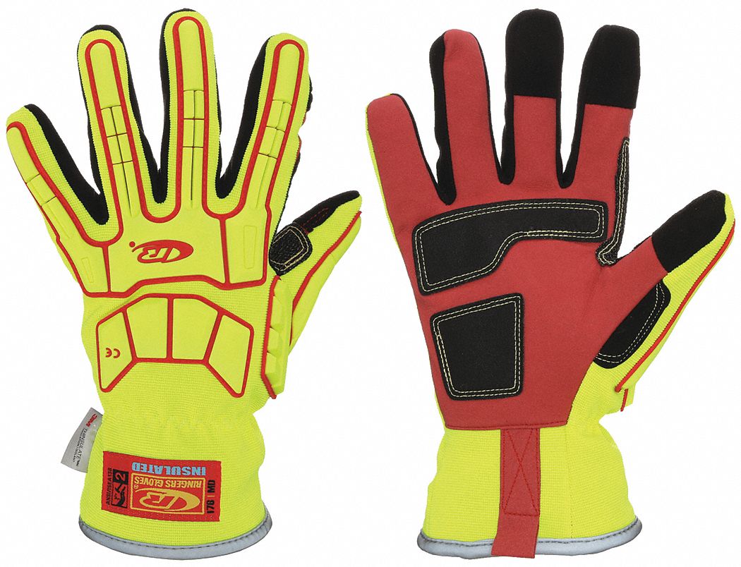 ANSELL Mechanics Gloves: S ( 7 ), 32°F Min Temp, Synthetic Leather with PVC  Grip, Palm Side, 1 PR