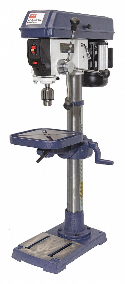 Drill Presses DAYTON Bench Drill Press: Belt, 120V AC, Fixed Speed, 260 RPM – 4,220 RPM,  13 in Swing, 6 1/2 in - 54ZW27|54ZW27 - Grainger