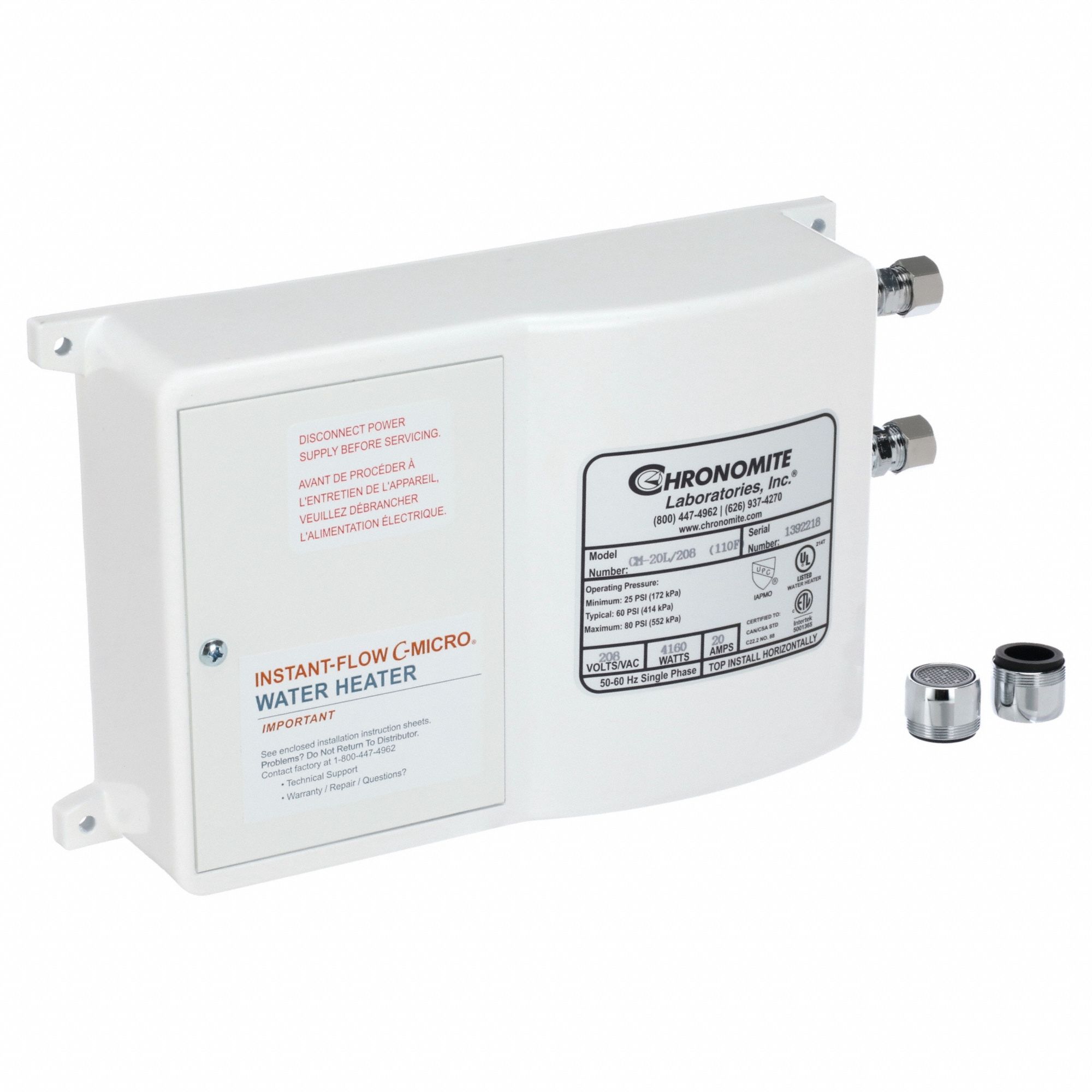 CHRONOMITE INSTANTFLOW MICRO, Indoor, 4,160 W, Electric Tankless Water