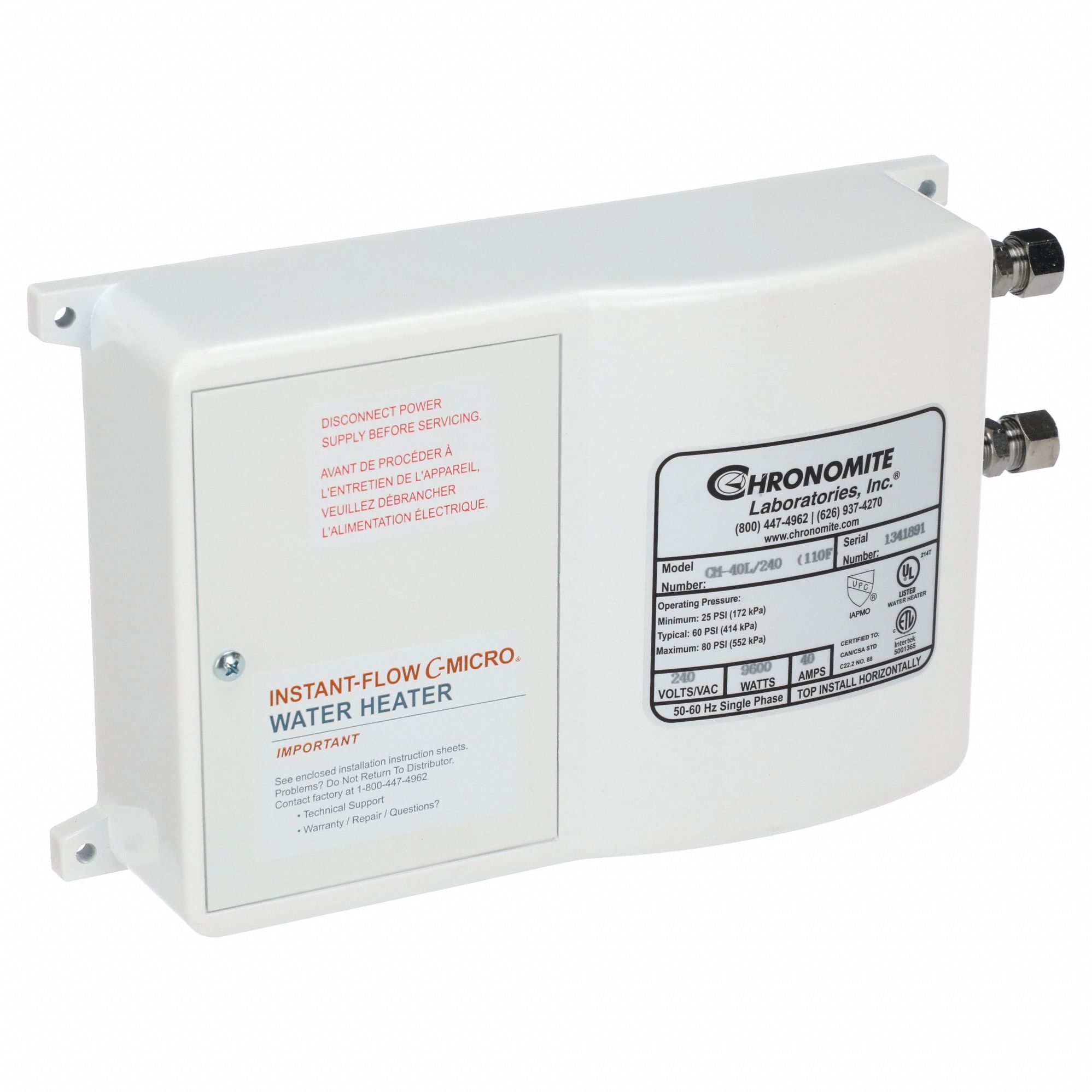 CHRONOMITE INSTANTFLOW MICRO, Indoor, 9,600 W, Electric Tankless Water
